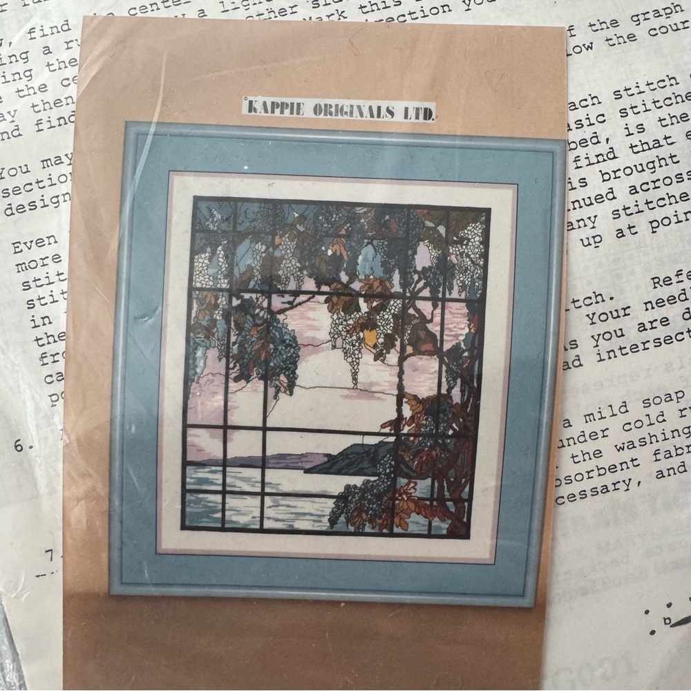 Vintage Kappie Originals Stained Glass  Oyster Bay Cross Stitch Kit